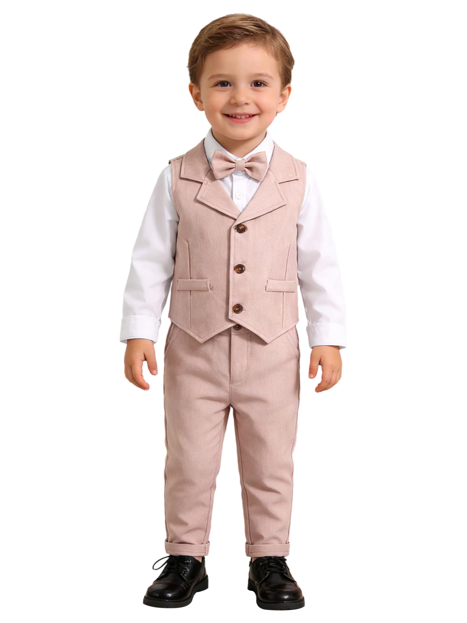 Agoky Baby Jungen Festlich Anzug Set Zweiteiler Gentleman Sakko Smoking Hemd Weste Hose Fliege Party Hochzeit Outfits