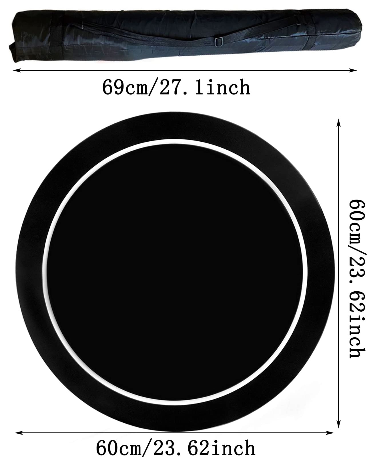 mata do pokera, Profesjonalna mata do pokera z torbą transportową, filcowa gry w karty(Black,24inch)