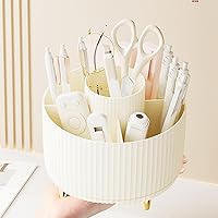 Vista 4 de Soporte para lápices de escritorio, 5 ranuras, organizador de bolígrafos giratorio de 360° para escritorio, almacenamiento de escritorio