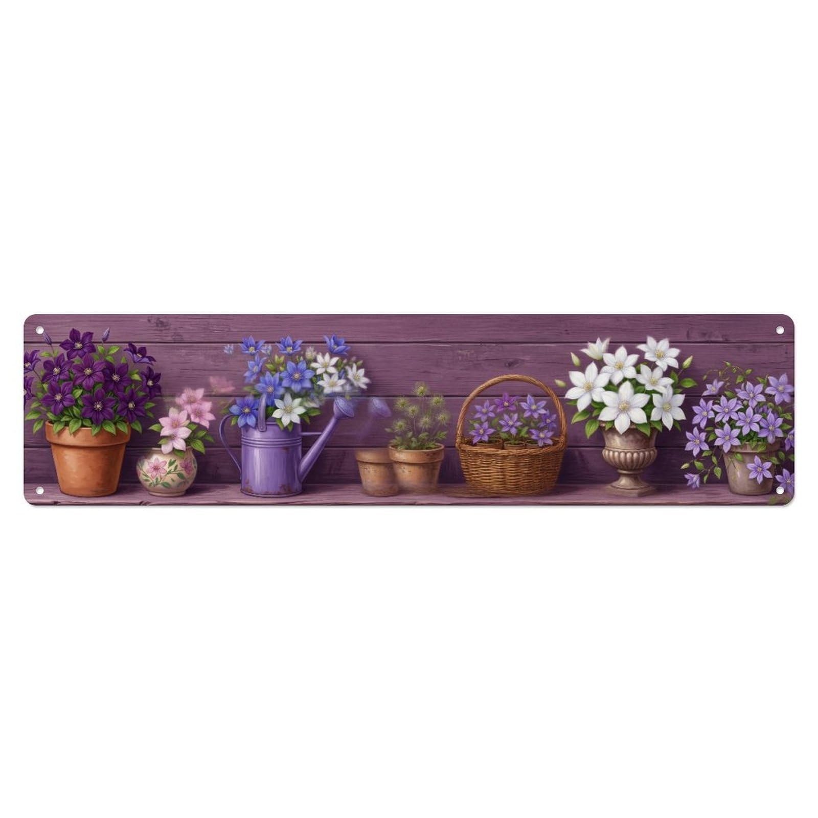 Fqnyr Style Metal Tin Sign Garden Tools Vintage Clematis Climbing Vine Pattern