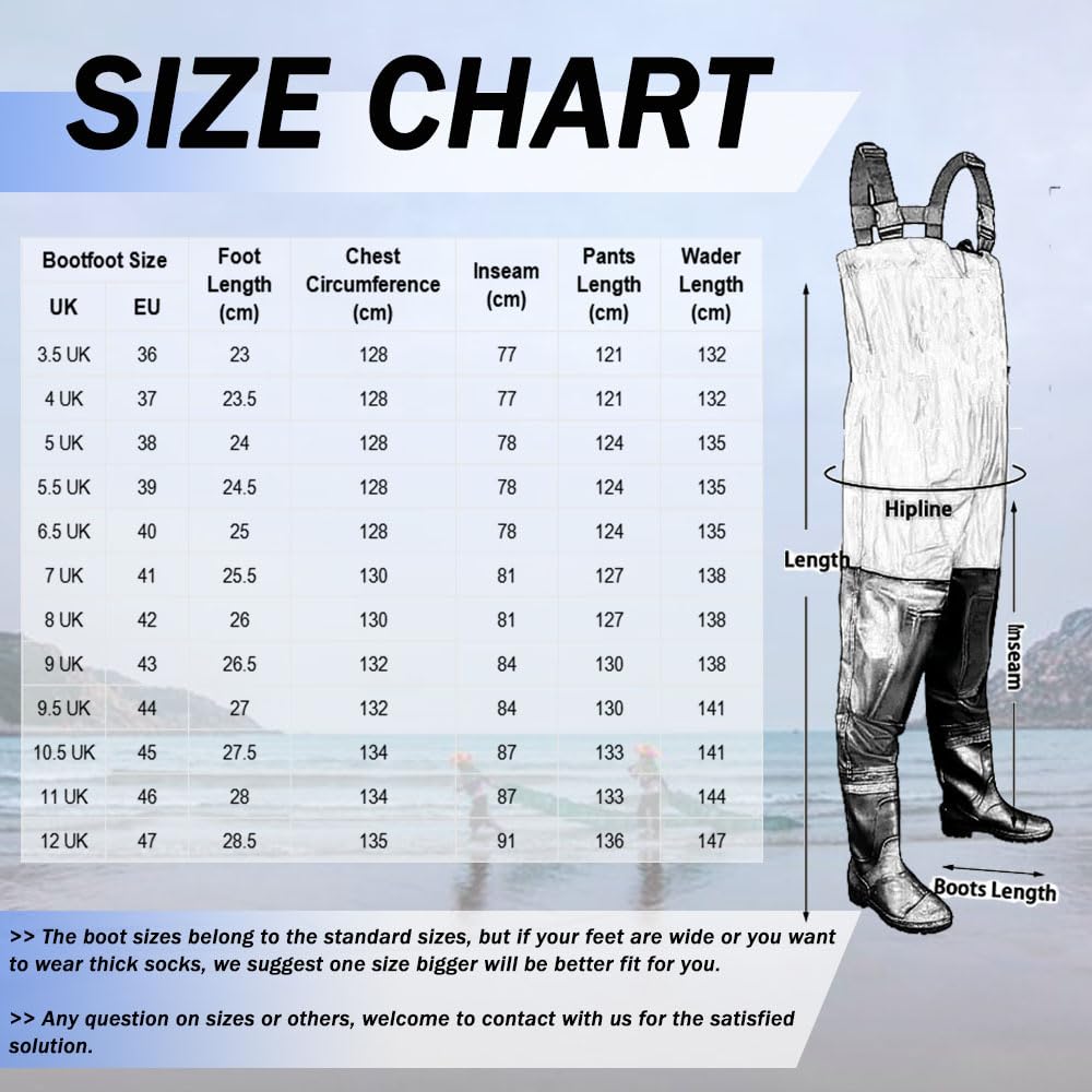 ENEN Wathose Herren Damen Wasserdicht PVC gr 36-47 Wathose mit Stiefeln, Atmungsaktiv Verstellbare Schultergurte Anglerhose Angelhose Watstiefel Angelbekleidung Fliegenfischen