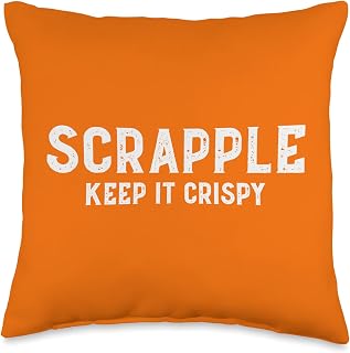 Pennsylvania Dutch Pig Butcher Scrapple Fry Recipe Keep It Crispy Funny Scrapple Lover Breakfast Jokes Throw Pillow, 16x16, Multicolor