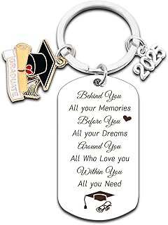 2025 Graduation Gifts for Her Him, Class Of 2025 Graduation Keychain, Inspirational Graduation Gifts for College Middle High School Graduate, Silver, One size