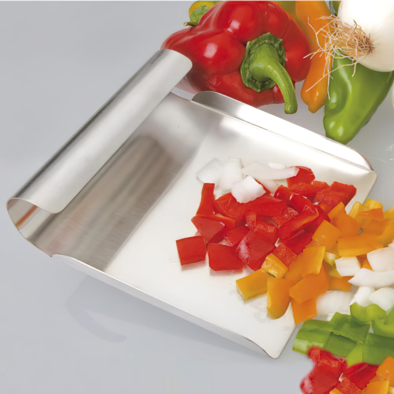 Ramasse-légumes En Acier Inoxydable Avec Règle Intégrée, Ramasse-aliments, Grattoir Tranchant, Spatule Pour Pâte - Argenté