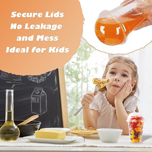 Miniatura 6 de Vasos de plástico transparente de 12 onzas con tapas de cúpula, tazas de postre con tapas (25 juegos), vasos desechables para fiestas de PET (sin