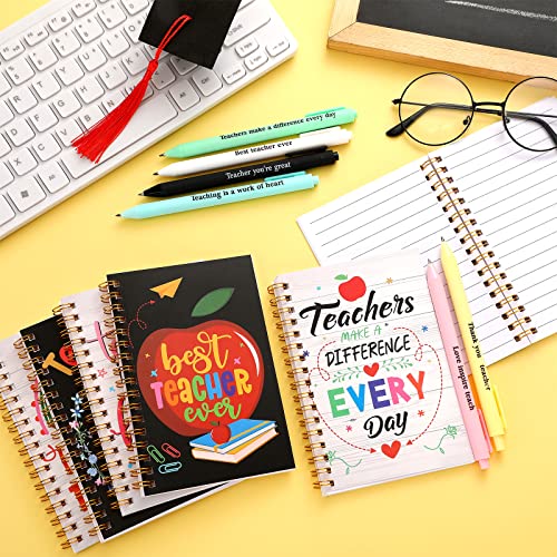 12 Pcs Teacher Notebook and Pen Appreciation Gift Set Teachers Inspirational Motivational Notebook Ballpoint Pen Cute Spiral Journal with Quotes for Teacher School Office Gift Supplies(Teaching Style) - Image 3