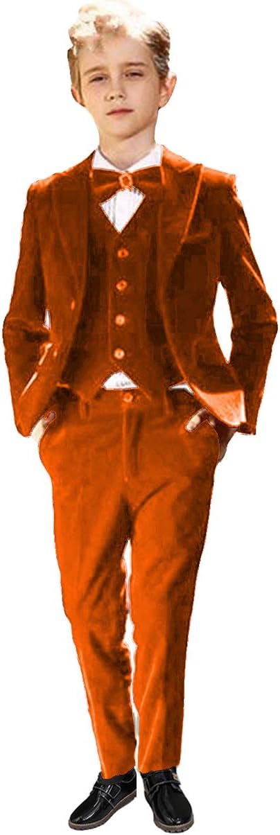 Rdzding Boys Velvet Suit Slim Fit 3 Pieces Blazer Jacket Vest Pants Set Tuxedos Formal Party Jackets Suits