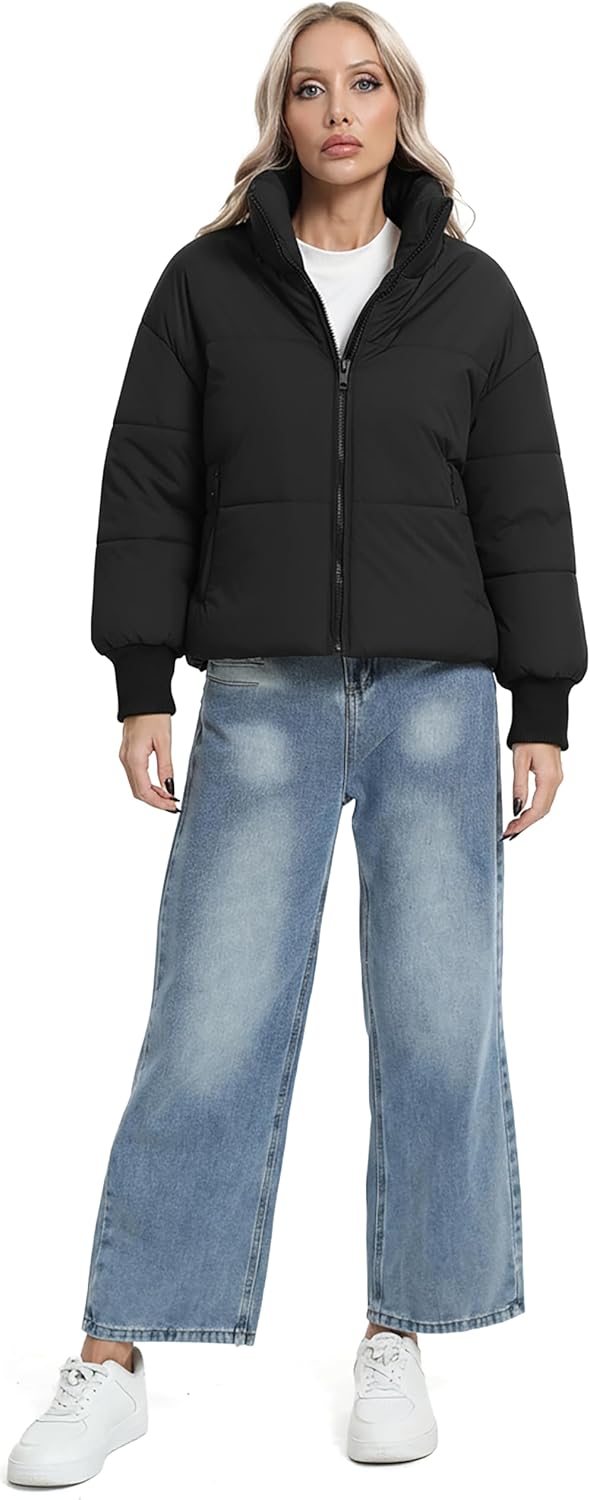 BenBoy Women's Winter Puffer Jacket Short Cropped Padded Baggy Crop Warm Quilted Jackets Short Casual Outerwear Coats - Image 6