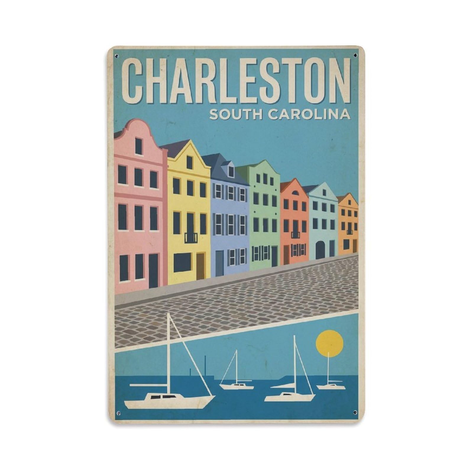 Xanthor Style Vintage Travel Usa Charleston Metal Tin Sign