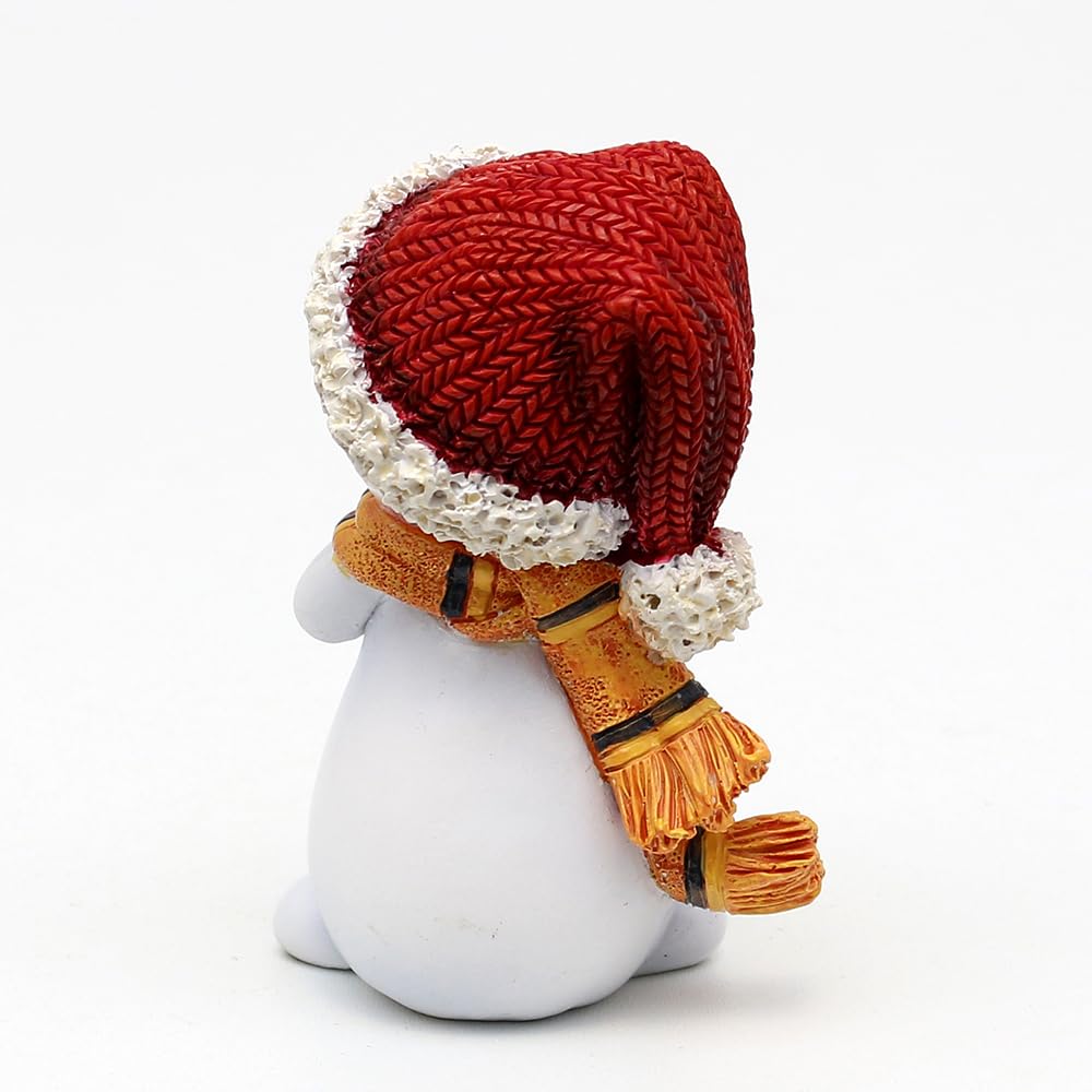 Dekohelden24 Schneekinder - Nichts hören, sehen, Sagen - mit Mütze und Schal in orange, grün und rot, als 3er Set, L/B/H 6,3 x 5 x 10,5 cm