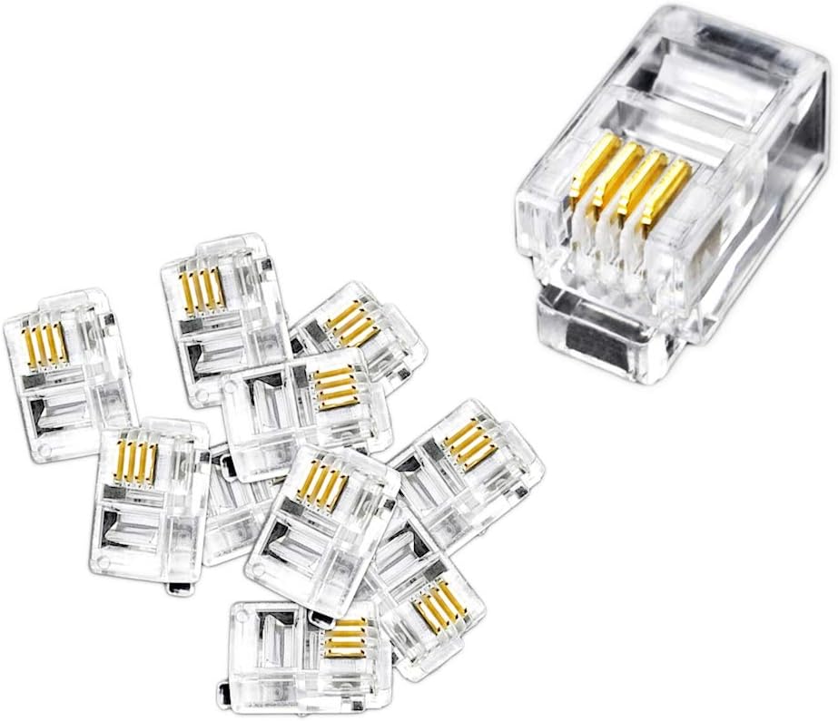 AmzPROAmzDeals RJ9 4P4C Telephone Handset Cord Plugs (12 Pack)