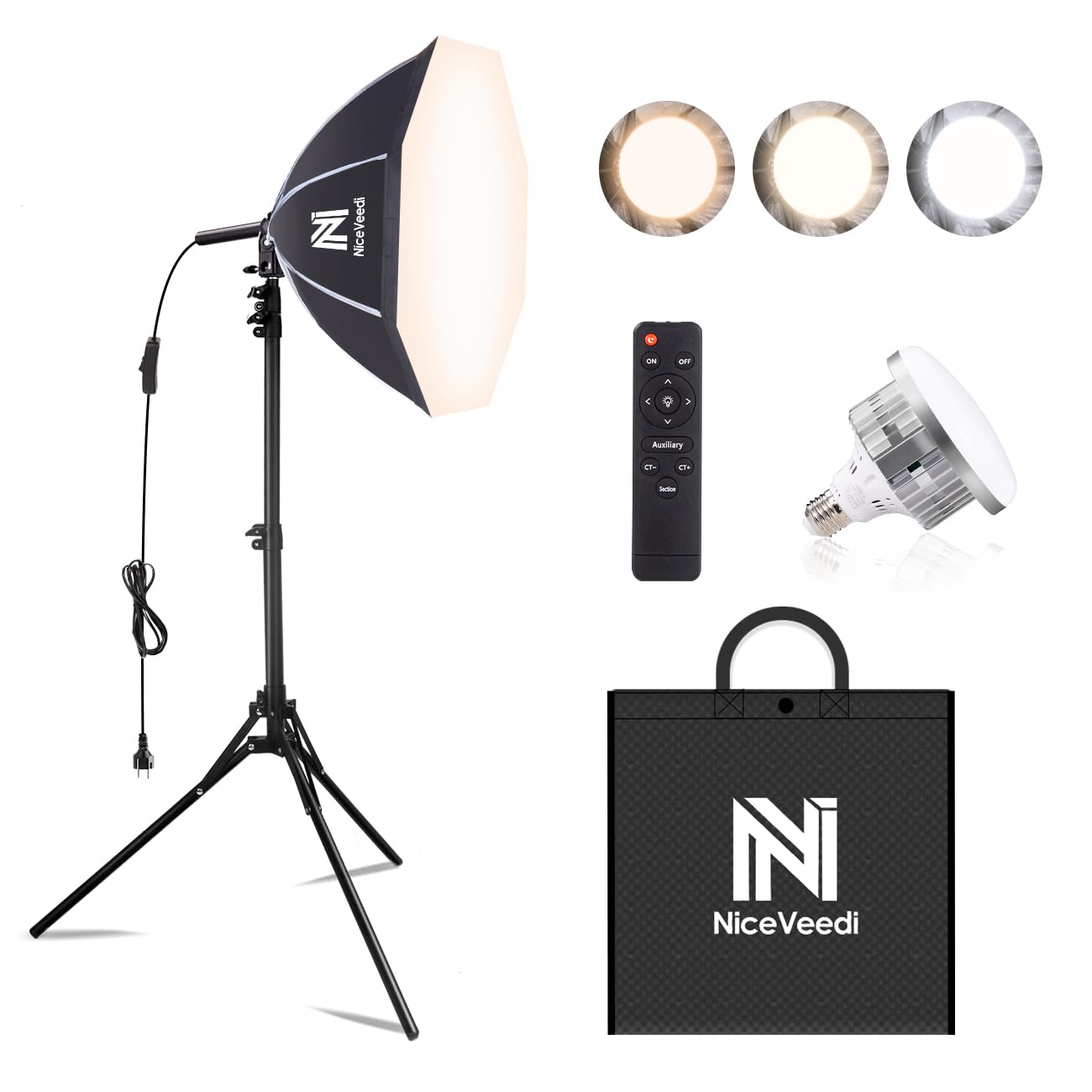 【美品】撮影用 八角形ソフトボックスライト2個セット LED電球付き 美品】撮影用 八角形ソフトボックスライト2個セット LED電球付き