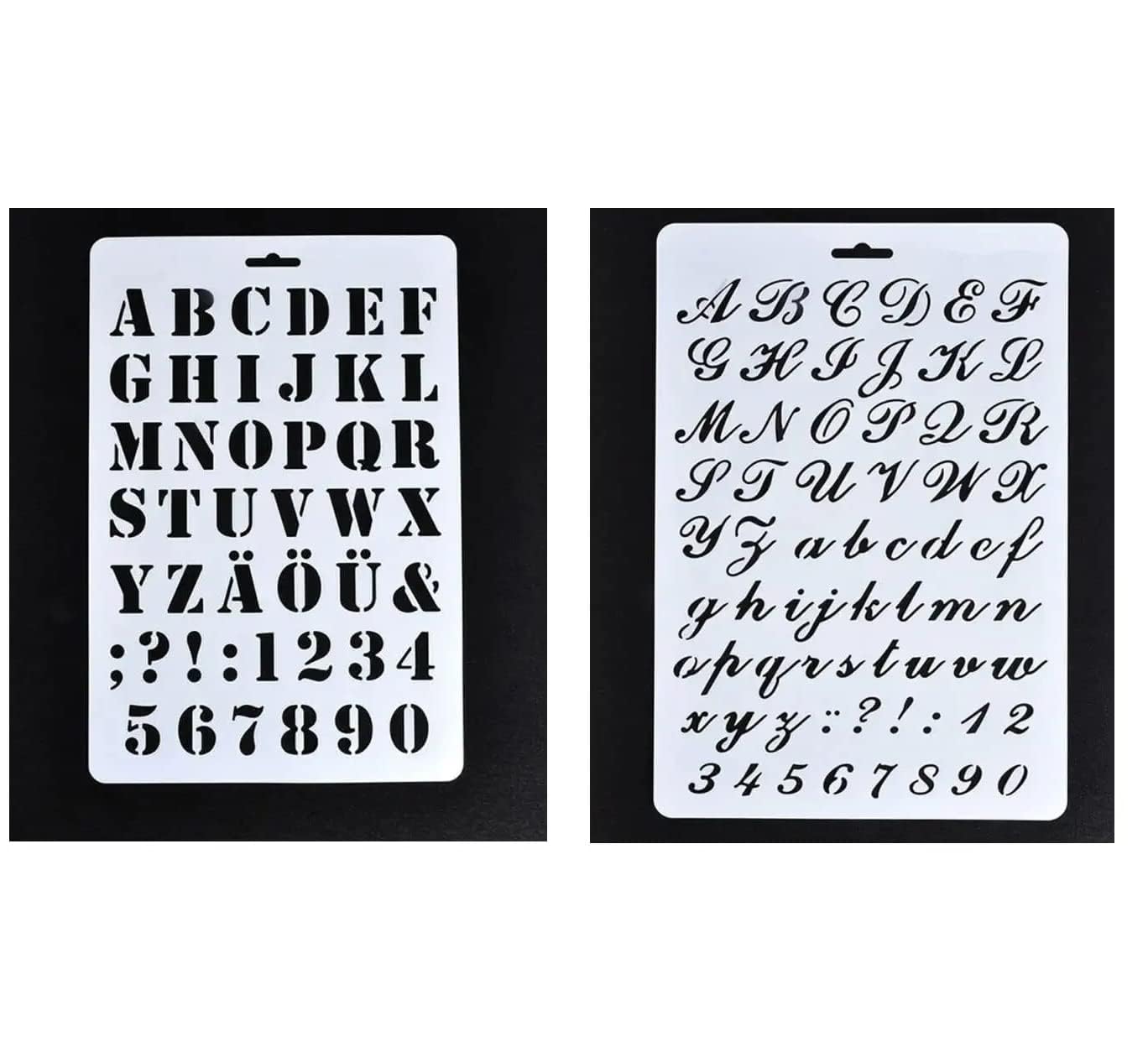 DEZIINE Alphabet Letter and Number Drawing Painting Stencils Scale Template Stencils for Scrapbook DIY Decoration Set of 2pcs