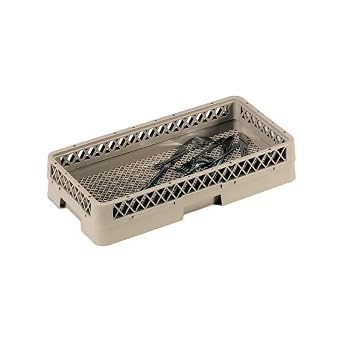 Vollrath HR2A Traex Flatware Dishwasher Rack with Extender, Durable Copolymer Plastic, Open Profile for Superior Cleaning and Drying, Tight Lattice-Bottom Grid, Easy-Grip Handles, Beige
