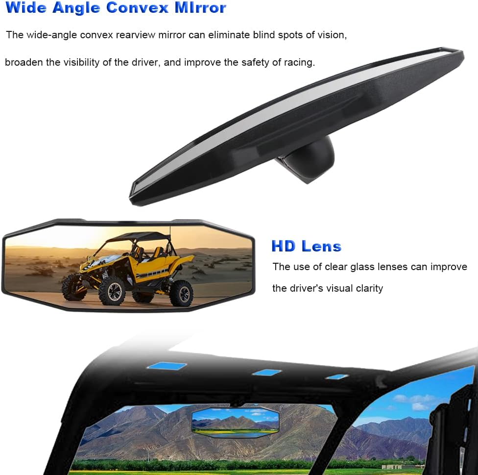 UTV Center Rear View Mirror Compatible with Polaris General RZR Ranger 570 900 1000 XP Arctic Cat Wildcat 2015-2024 Convex Rearview for 1.75 inch Roll Bar Replacement for 2881540