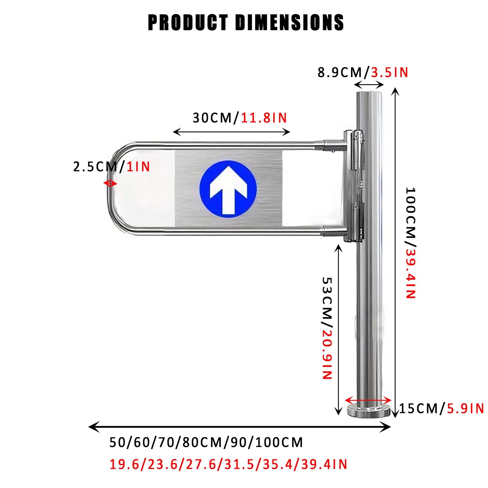 MetalGate do bramy dwudrożnej z poręczą, ręczny dostęp dla pieszych, trwała brama do podwórka i magazynu (50 cm x 100 cm)