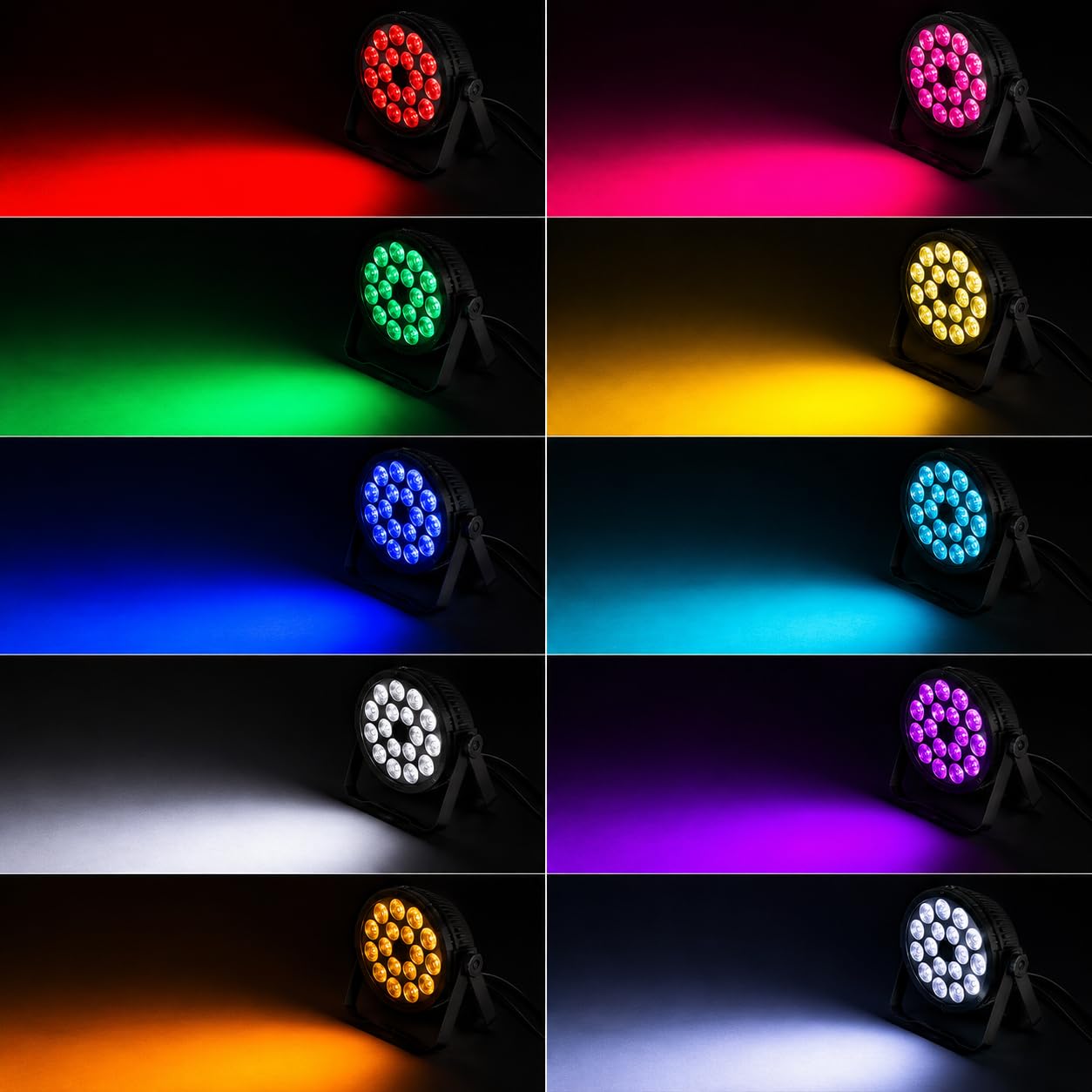 NLIGHTING® PAR LED SLIM RGB-W Faretto Effetti DJ Luci Del Palcoscenico Teatro Discoteca Professionali per Angolo Bar DMX 4in1 Full Color 18x12W Corpo in Metallo