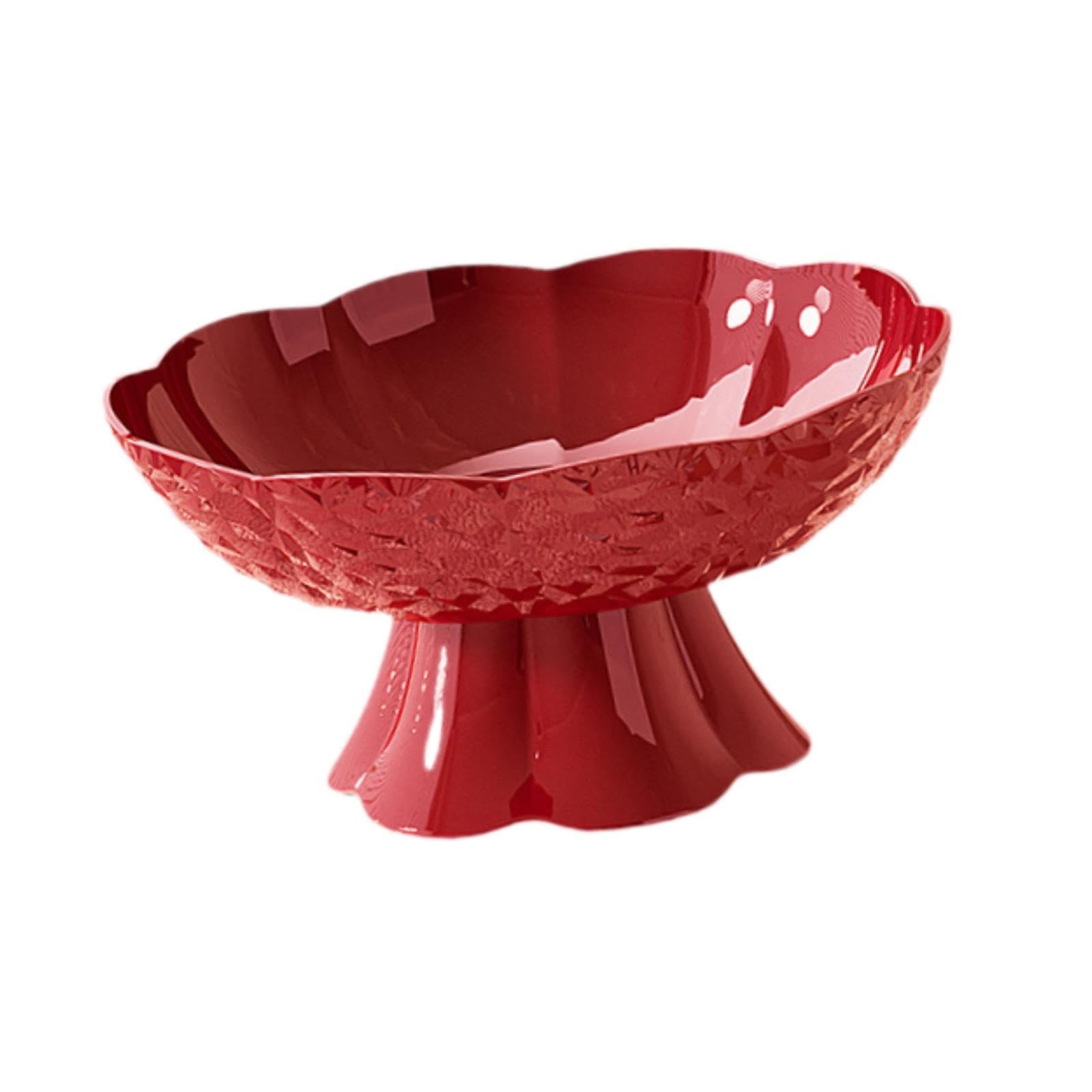 rockible Fruit Bowl with Removable Base, Practical Snack Holder, Snack Tray for Living Room Table and Parties, Red