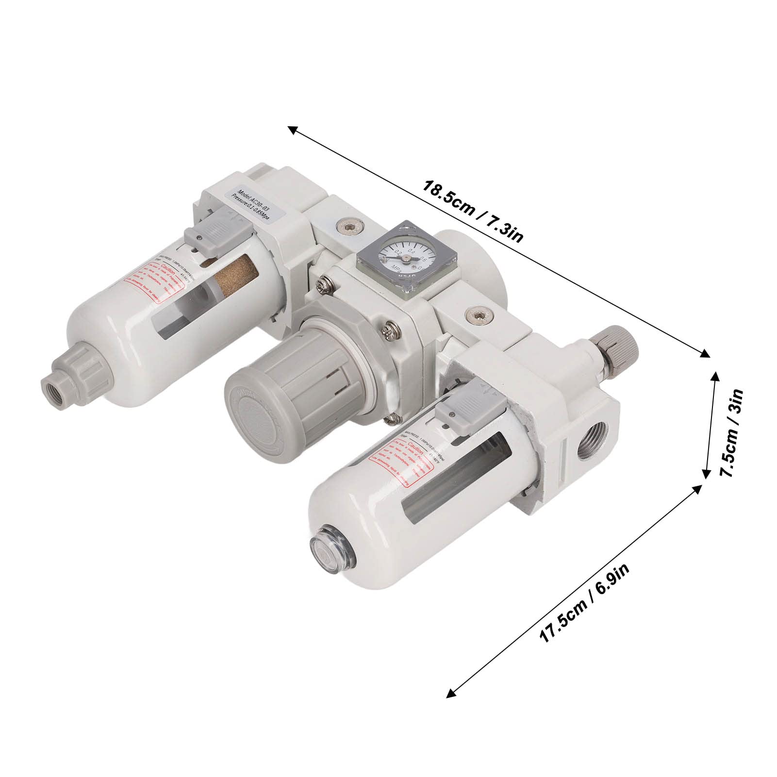 Regulador de presión de filtro de aire para compresor G3/8, regulador de presión de filtro de aire con separador de agua y aceite, filtro neumático de aleación de aluminio para