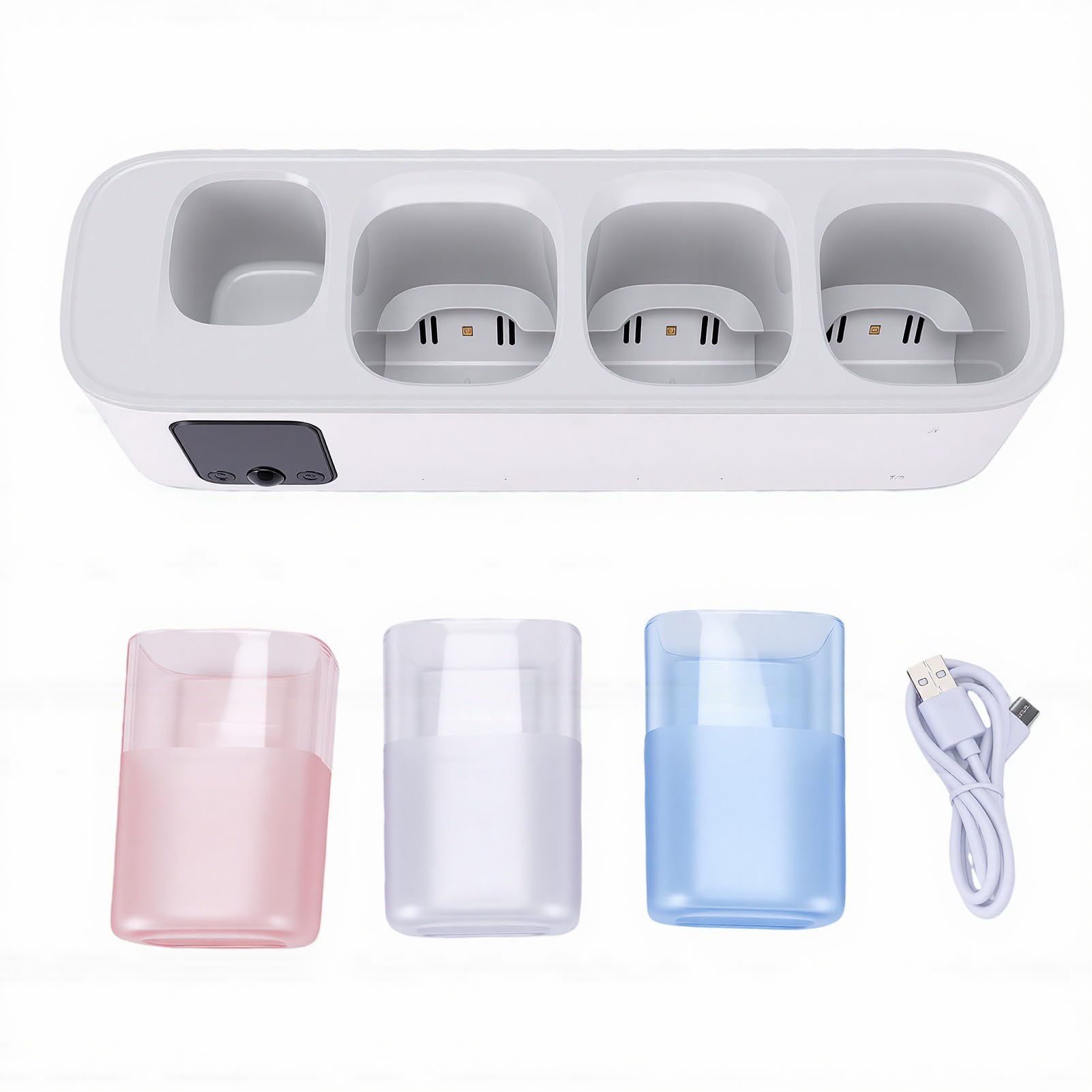 Sxhlseller Soporte para Cepillo de Dientes Eléctrico, Pantalla LED Montada en la Pared, Soporte para Limpiador de Cepillos de Dientes Recargable, Cuenta con un Ciclo de Limpieza Automático