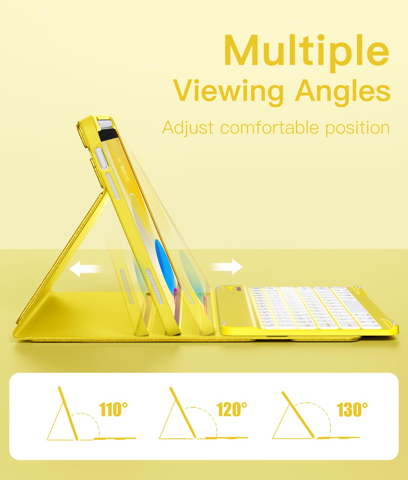 Hamile Funda para iPad A16 con teclado, teclado desmontable inalámbrico retroiluminado con purpurina con soporte para lápices para iPad de 11ª generación A16 de 11 pulgadas 2025 10.9 pulgadas 2022