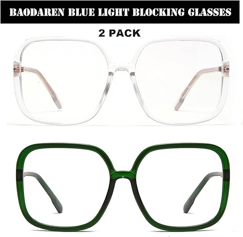 Miniatura 2 de Lentes de bloqueo de luz azul de gran tamaño con marco cuadrado para mujereshombres, antifatiga ocular, lentes de computadora L3000A