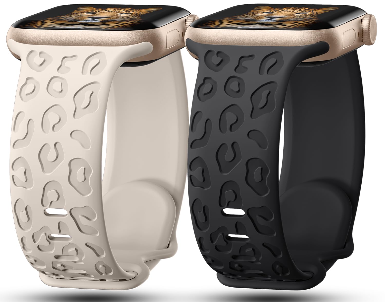 IKANFI 2Pack Leopard Engraved Bands Compatible with Apple Watch Band 41mm 40mm 38mm 49mm 46mm 45mm 44mm 42mm