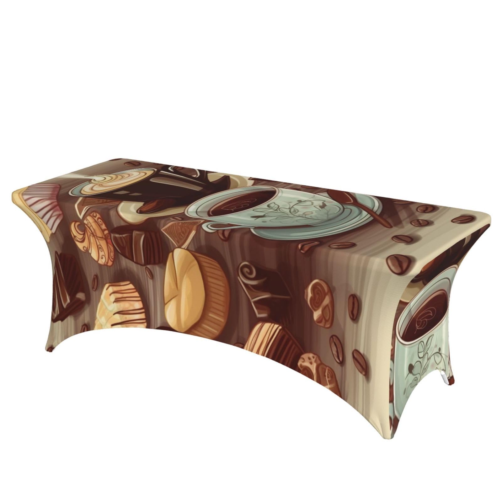 Nappe de table rectangulaire extensible 1,8 m housse stretch café
