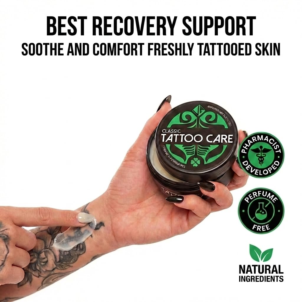 Tattoo Care Classic krem do tatuażu, 3 x 35 g, bezzapachowy, pielęgnacja po zabiegu i ochrona skóry - do nowych i starych tatuaży - głębokie nawilżenie, wzmacnia kolory i zachowuje atrament