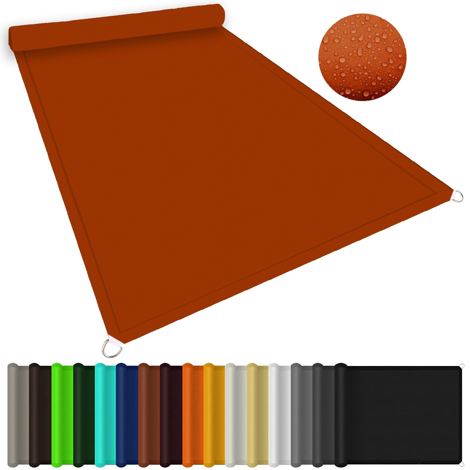 Voile d'ombrage imperméable 2.5x5.5m rouge rouille en polyester anti-déchirure avec corde
