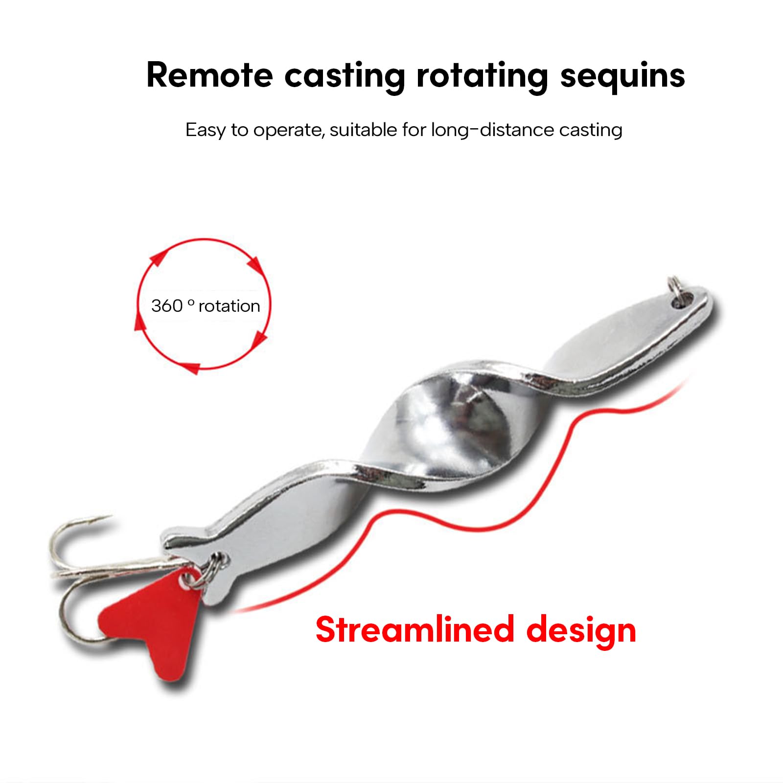 FGDTREE Trolling Spirals Long Cast Spoons Fishing Lures Trebles Hooks Lures Hard Metal Spinner Baits Easy to Use Increase Catch Rate