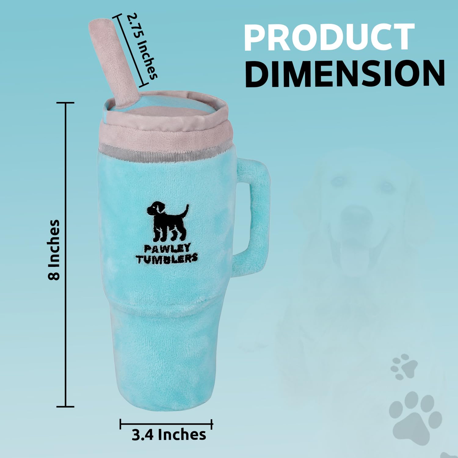 Juguete de peluche arrugado y chirriante para perros, inspirado en la taza Stanley, ideal para perros medianos y grandes (turquesa)