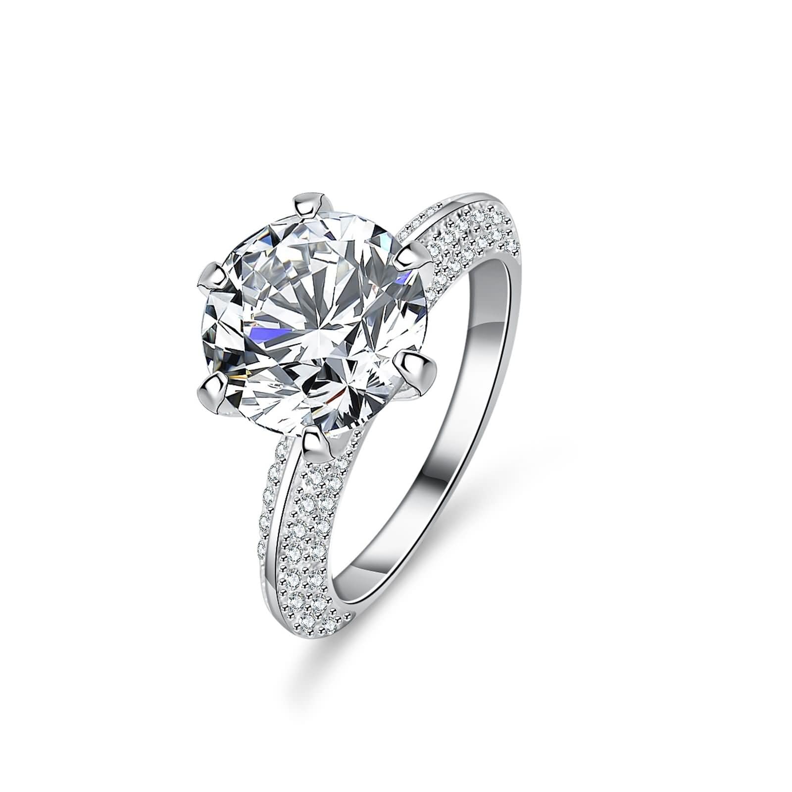 Eternity Band Złoty pierścionek ślubny dla kobiet z moissanit, pierścionki zaręczynowe damskie, białe złoto, 9K/14K/18K białe złoto, rozmiar 47 (15,0)-65 (20,7)