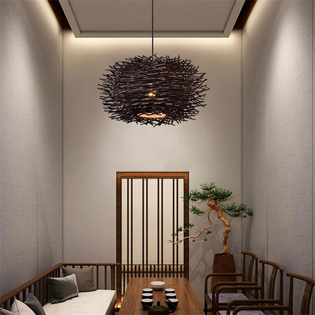 Lanterna a Forma di Nido d'uccello Creativa, con Paralume in Vimini, Stile Bohémien, Adatta per lampade da soffitto industriali, per ristoranti, Bar, Sale da Pranzo, Confezione da 1.