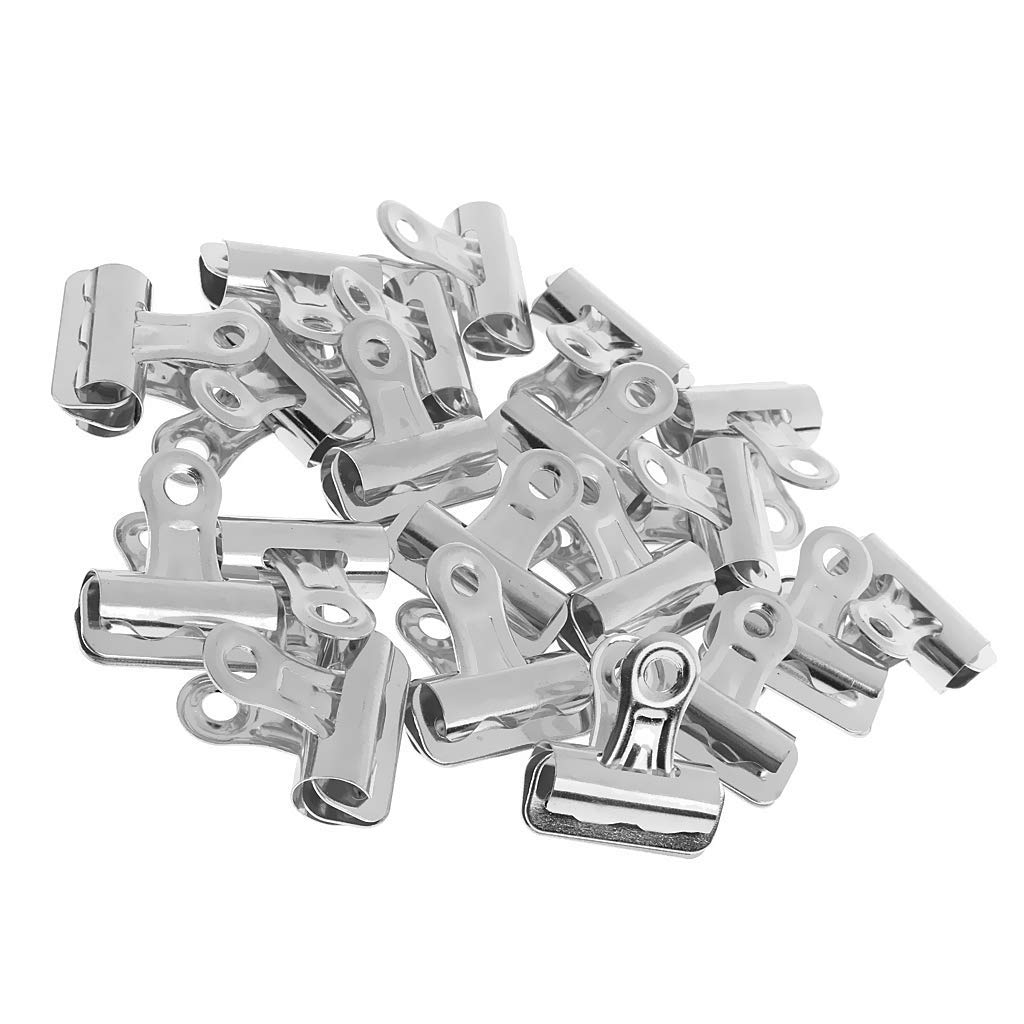 Clips de metal Bulldog,Clips para carpetas Bulldog 20 clips for carpetas, pinzas for archivos de papel, pinzas for dinero, cartas, etiquetas, bolsos, oficina, hogar, cocina, 25 mm, color plateado