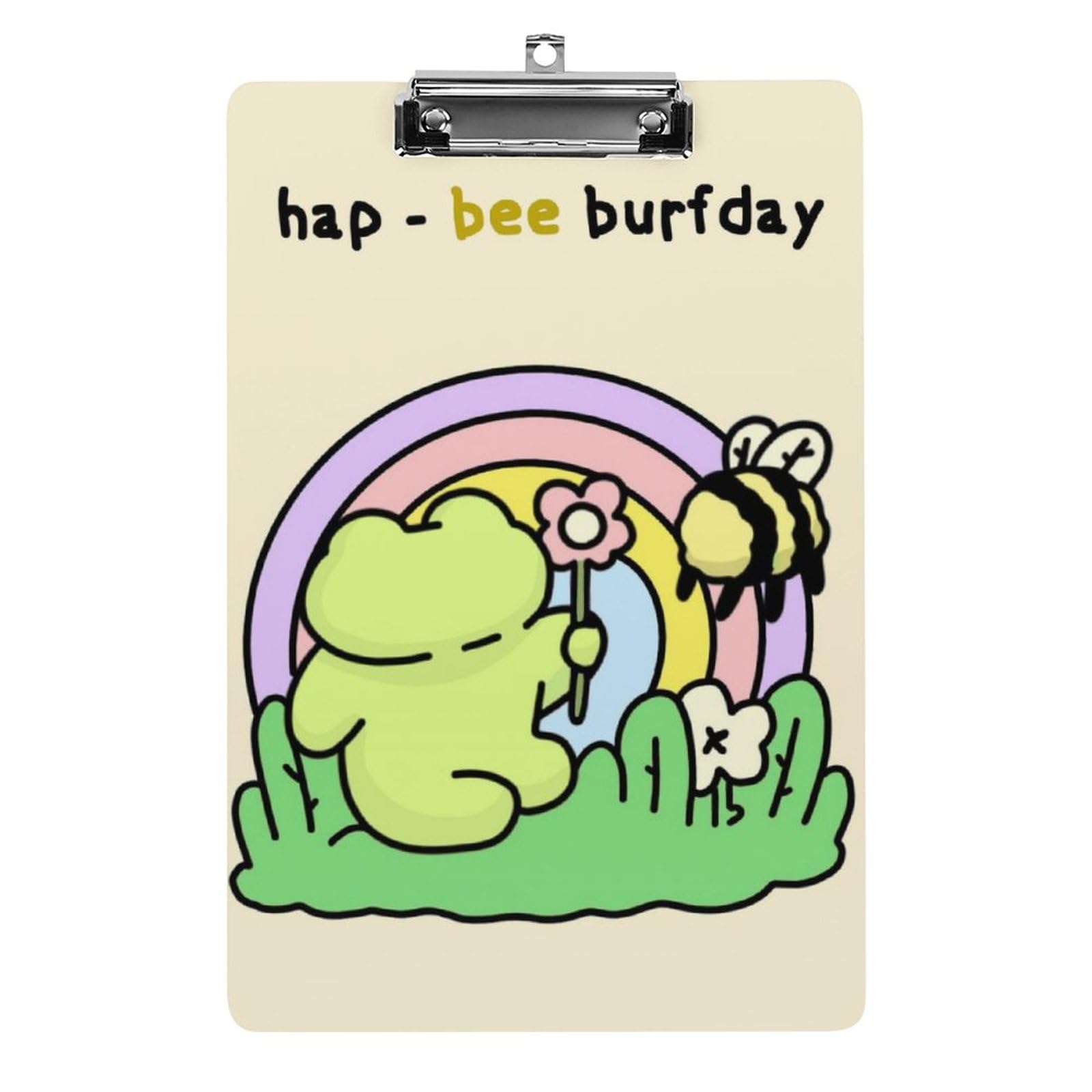 Hap-Bee Burfday Frog Hardboard Office Wood Clipboards A4 Letter Clipboards with Metal Clip Large Duty Clipboards Bulk Teacher Office Supplies Gift for Women Men 12.6x8.7 Inch