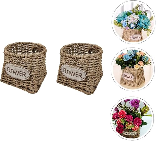 Miniatura 4 de Cabilock Cesta de almacenamiento de flores de paja, cesta de almacenamiento de paja, soporte de almacenamiento tejido a mano, cesta tejida a mano,