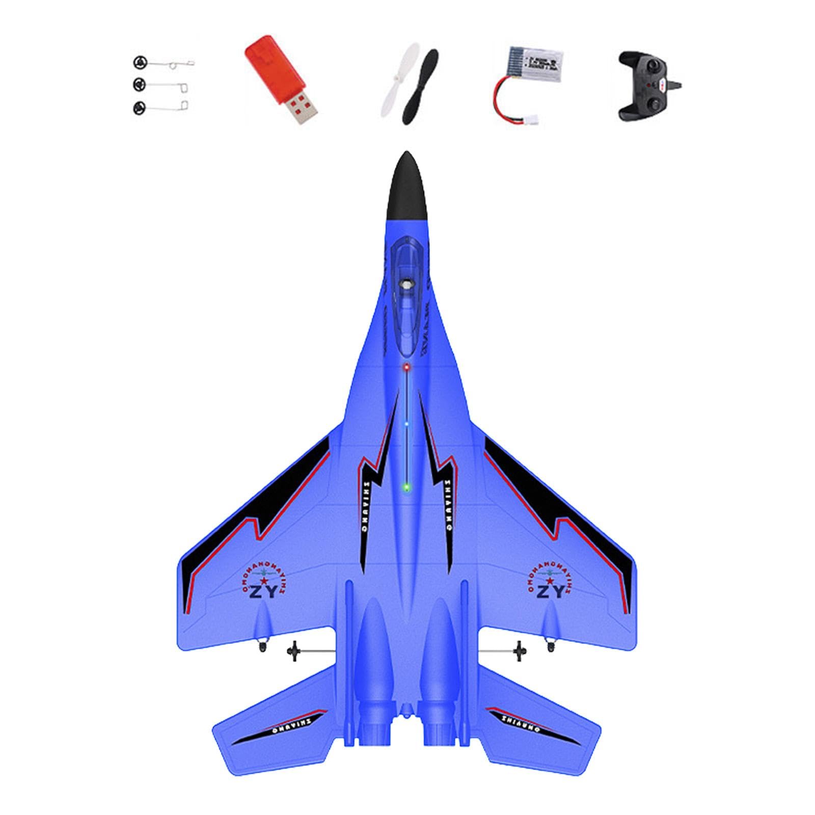 RC Aereo Telecomandato Modello Aereo Telecomandato Aereo da Combattimento Intelligente Aereo a Due Canali con Materiale Elastico Eva Funzione Anti, Blu