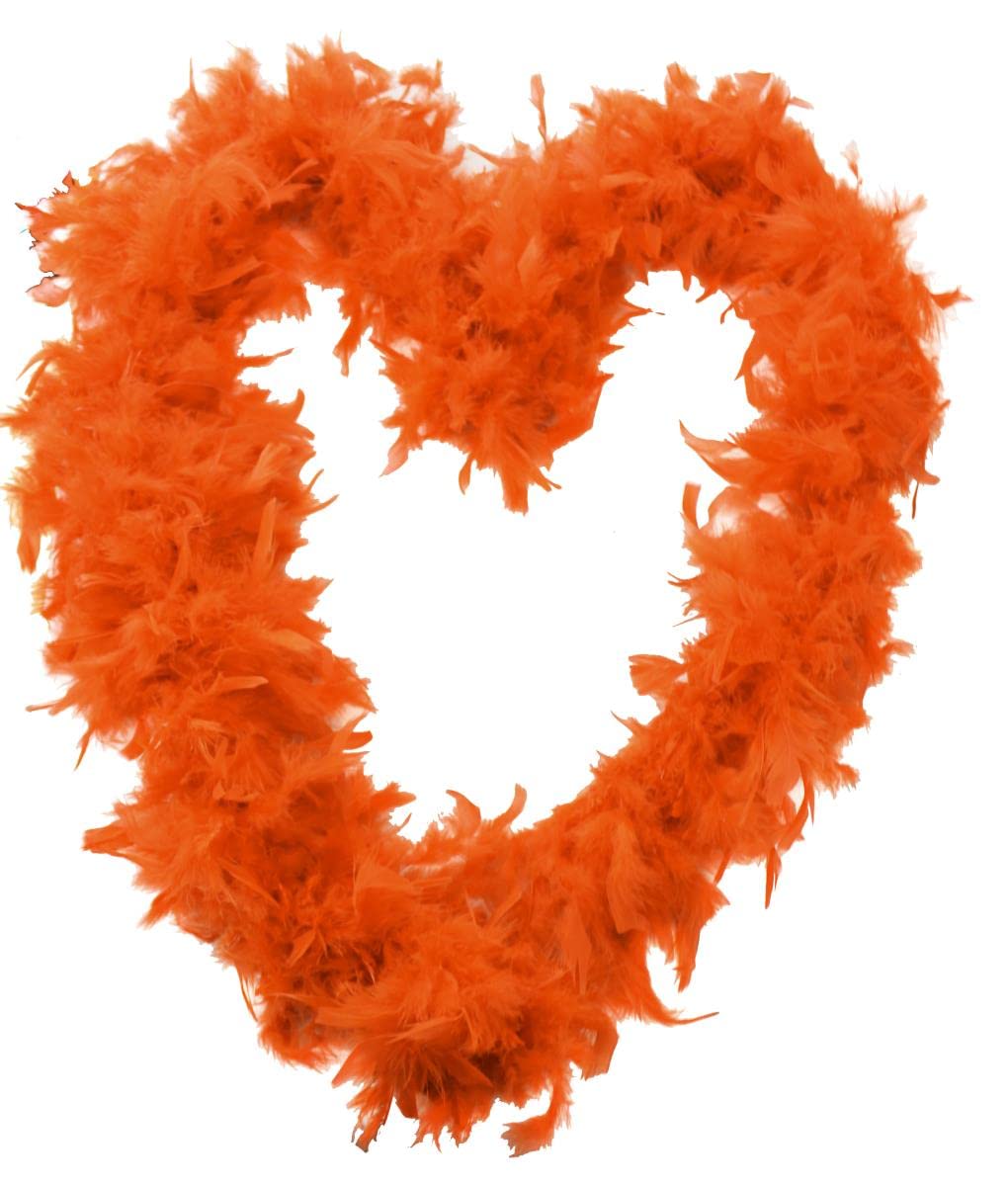 Lot de 6 boa en plumes pour déguisement et travaux manuels - 65 g et 180 cm de long - Costume burlesque des années 20 - 13 couleurs - Orange