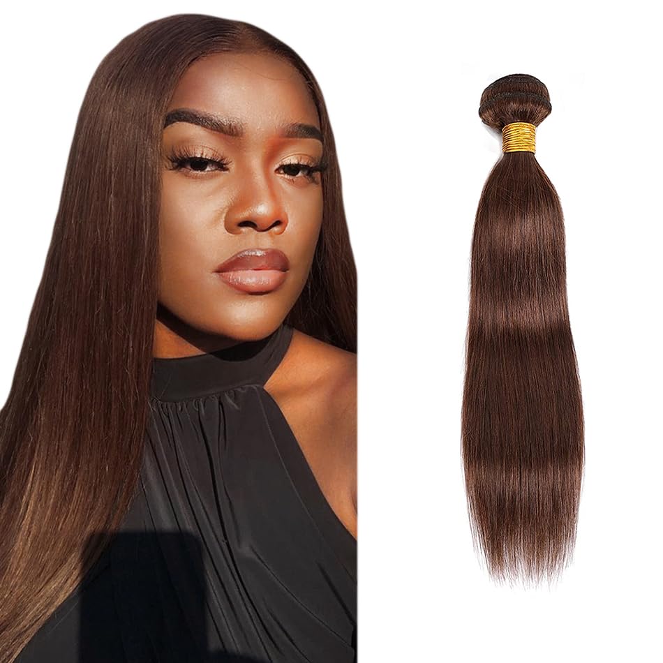 Extensiones de cabello humano virgen de 28 pulgadas liso premium color marrón chocolate #4