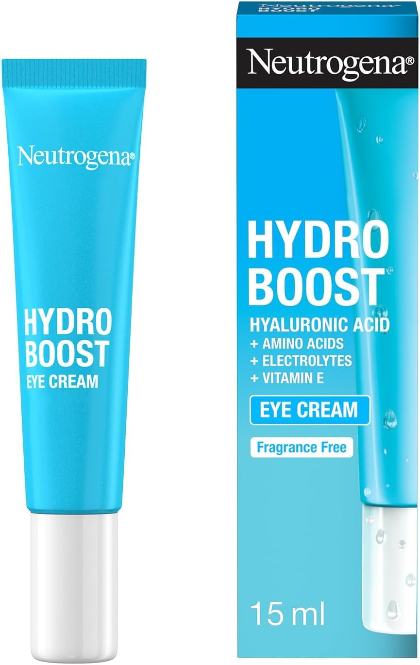 Neutrogena Hydro Boost Contorno de Ojos (15 ml), crema para el contorno de ojos hidratante con Ácido Hialurónico, Aminoácidos, Electrolitos y Vitamina E, crema ligera anti ojeras y bolsas