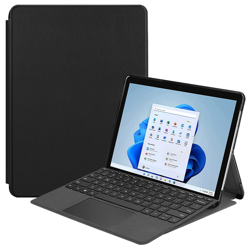 Kepuch Custer Case for Surface Pro 8 - Ultra-thin PU-Leather Hard Shell Cover for Surface Pro 8 - Black
