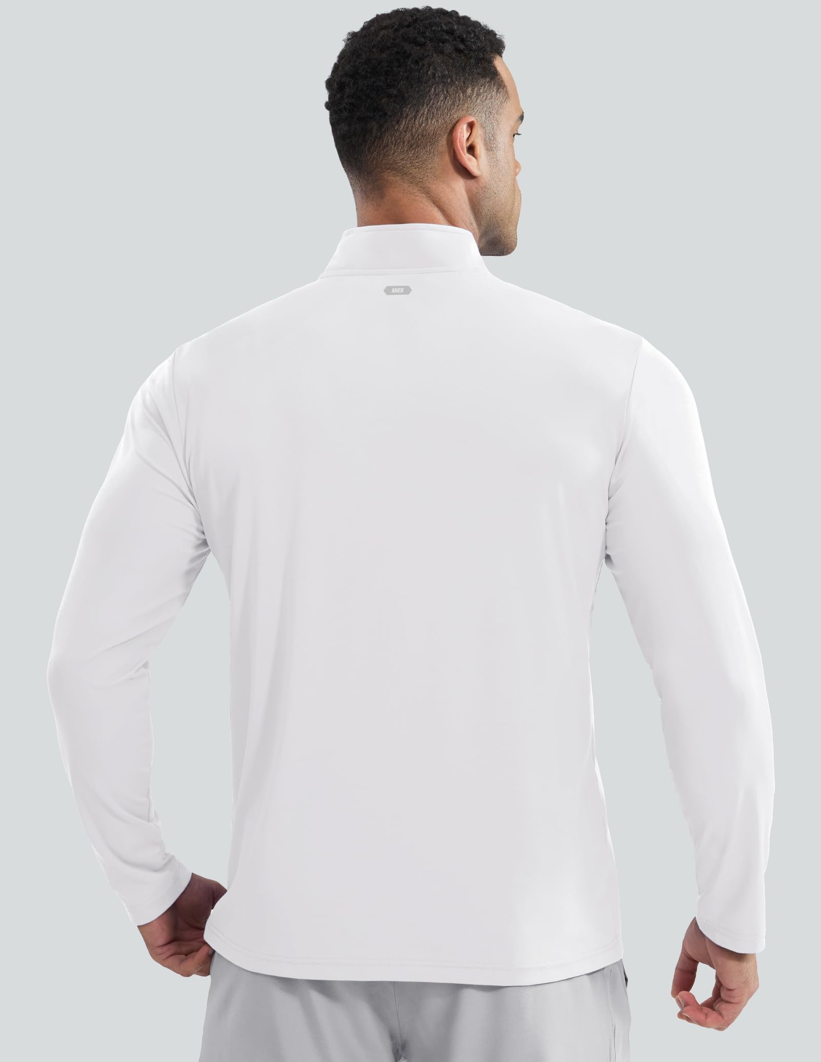 MIER Camiseta ligera de manga larga con cremallera de 1/4 para hombre, ajuste seco, para atletismo, correr, golf, senderismo, UPF 50+