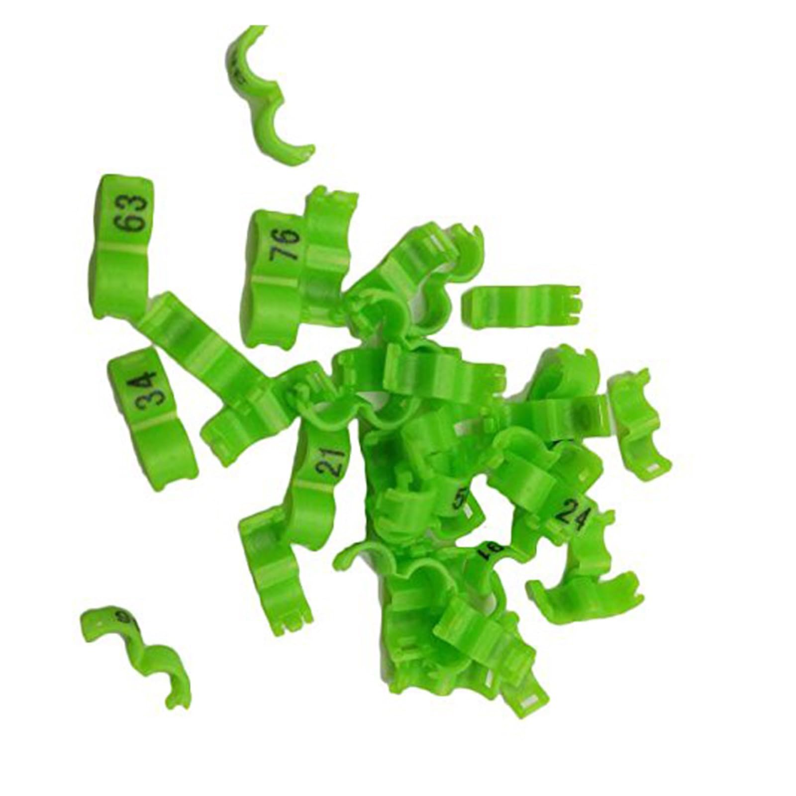 Bird Clip On Leg Foot Rings 20Pcs，for Canary Pigeon Small Parrot Budgie Lovebird,Inner Diameter 2.7mm 3mm 4mm 4.5mm 5mm(Green,5mm)