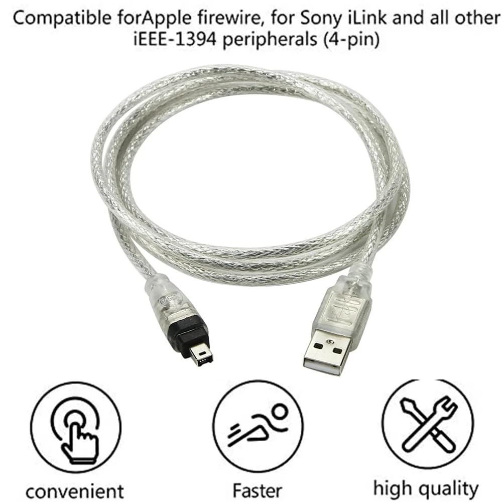 Câble adaptateur USB vers IEEE 1394 Firewire 4 broches pour iLink 1,5 m