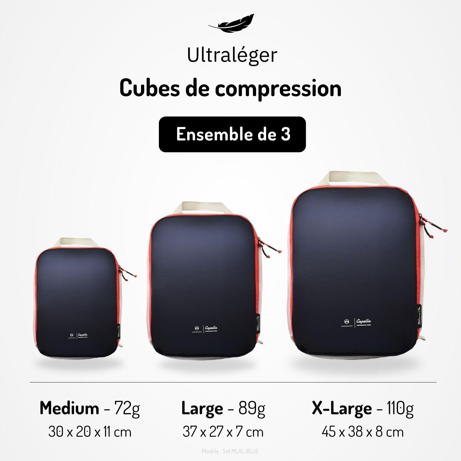 NORDKAMM Profi Packing Cubes Compression, ultraléger, imperméable, en Robic Performance Nylon, organisateur de valise durable