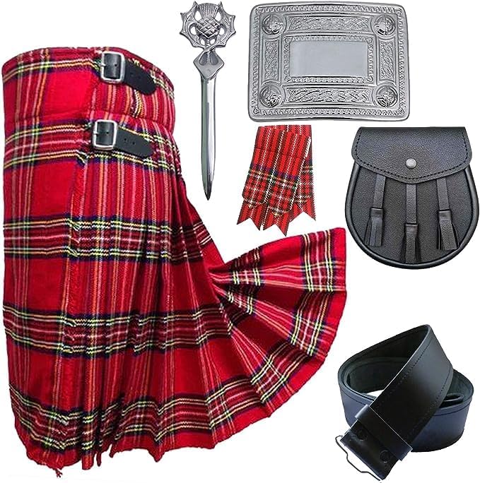 Mens Scottish Highland Kilts 6 pc Kilt Kit Outfit Set