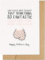 Vista 1 de CJ&M Divertida tarjeta de cumpleaños para papá, tarjeta de reseña de humor de cinco estrellas de hijo e hija (bolas)