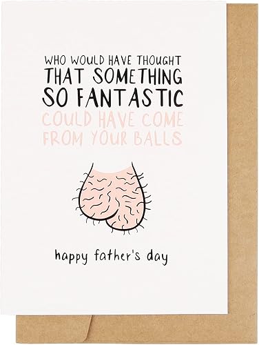CJ&M Divertida tarjeta de cumpleaños para papá, tarjeta de reseña de humor de cinco estrellas de hijo e hija (bolas)