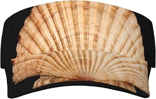XIXIAN Scallop Seashell Printed Adult Sunscreen Visor Cap Lightweight and Breathable Adult Sun Visor Empty top hat Versatile Outdoor hat Black